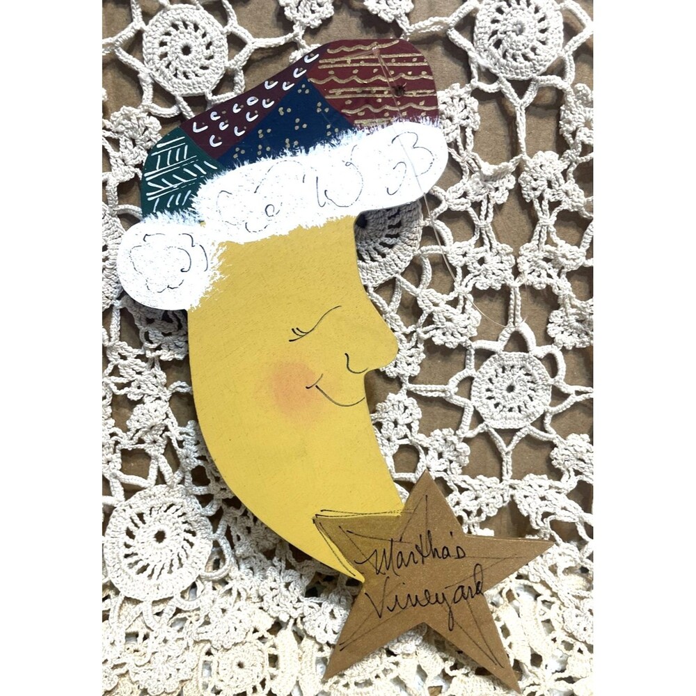 Martha’s Vineyard Christmas Ornament Hand Painted Man in the Moon